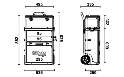 Tool box trolley Beta C41H dimensions