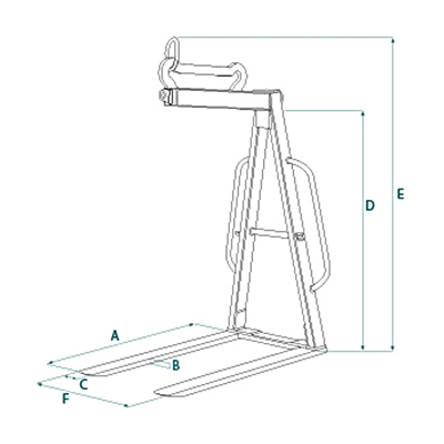 Dimensions fixed crane fork with manual balancing