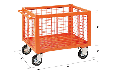 Dimensions mesh container with wheels