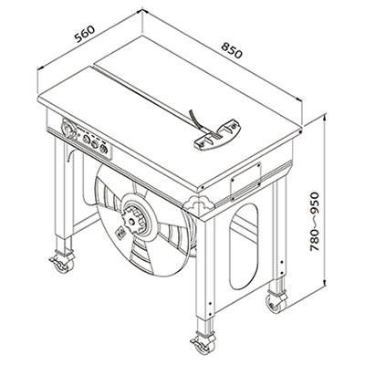 Dimensions banding machine semi-automatic electronic regulation open cabinet 850 x 560 x 780 - 950 mm